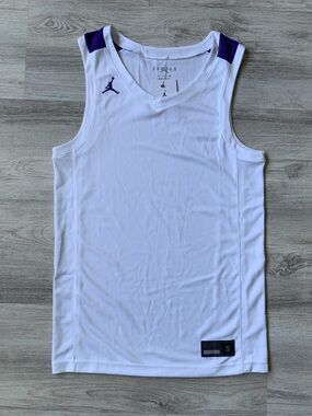 NWT Nike Jordan Stock Overtime Basketball Jersey (White/Purple FQ5296 Men's S